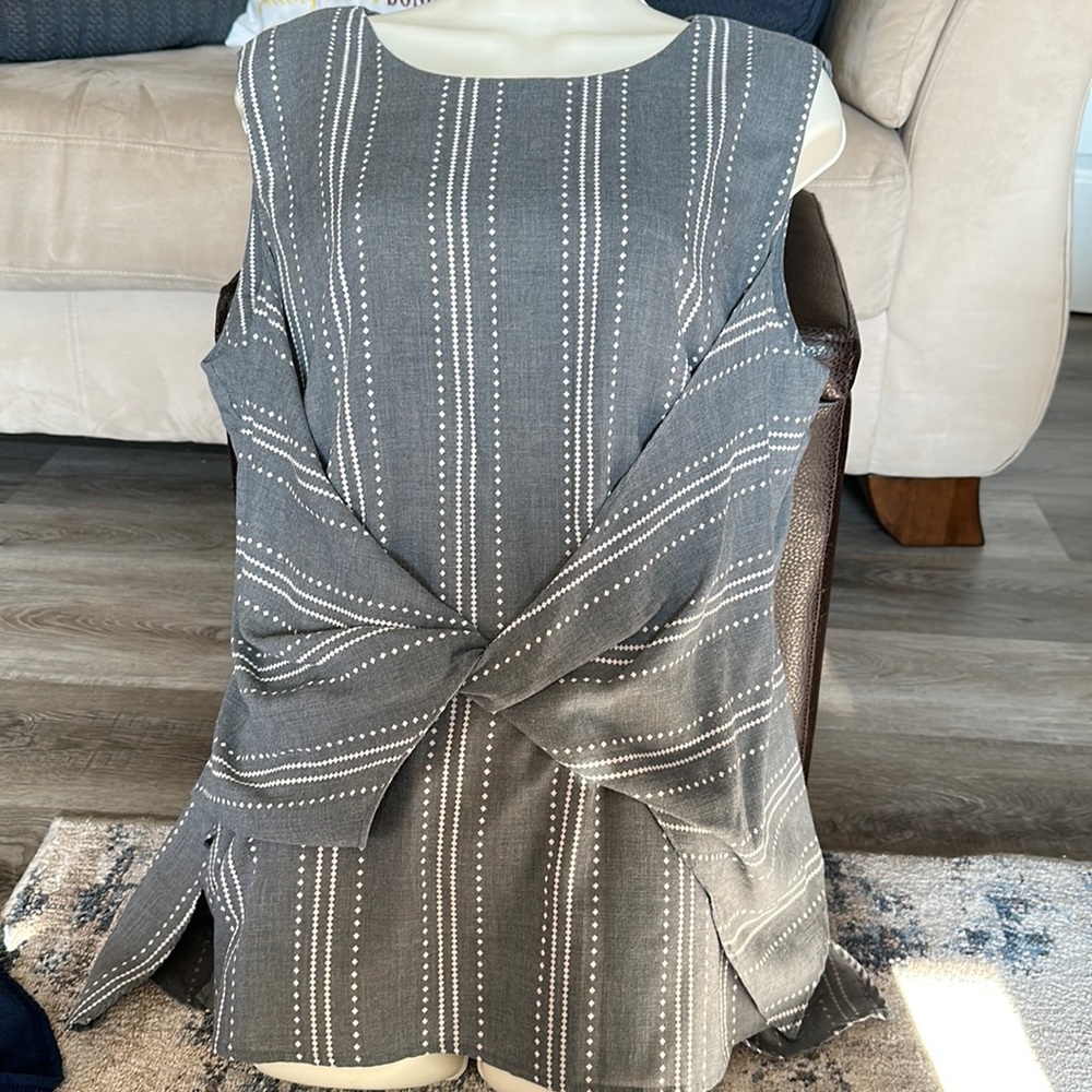 Gray and white women large soft dress tank